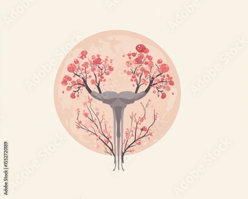 Uterus with blooming flowers symbolizes life, growth, and fertility in a harmonious balance of nature and anatomy