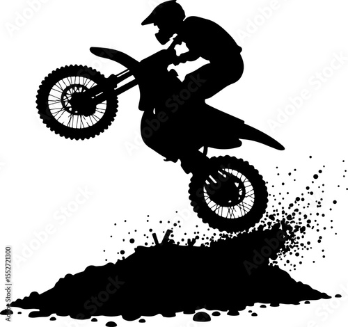 Motocross Rider Jumping  Vector 