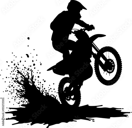 Motocross Rider Jumping  Vector 