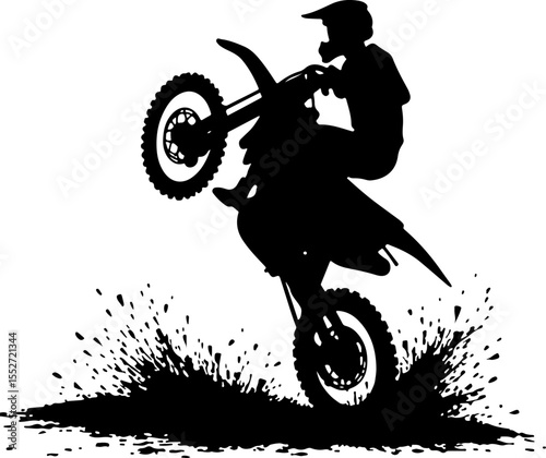 Motocross Rider Jumping  Vector 