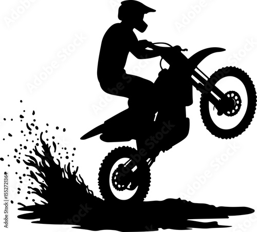 Motocross Rider Jumping  Vector 