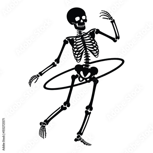 Hula Hooping Silhouette, Vector, Illustration, Outline, Icon, Logo, White Background.