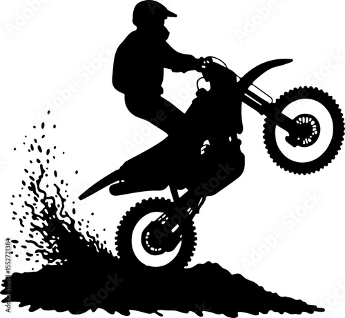 Motocross Rider Jumping  Vector 