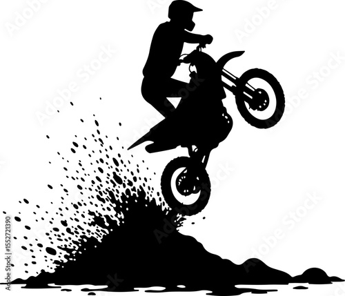 Motocross Rider Jumping  Vector 