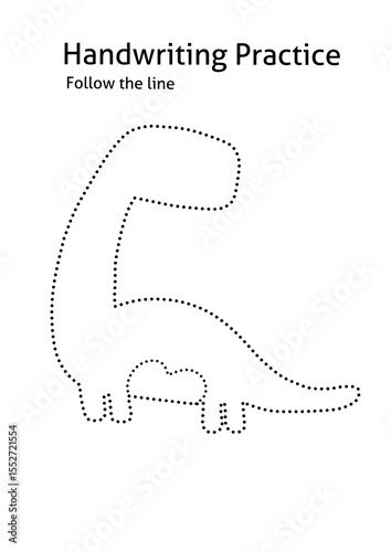 Dinosaur Handwriting Practice Worksheet for Kids