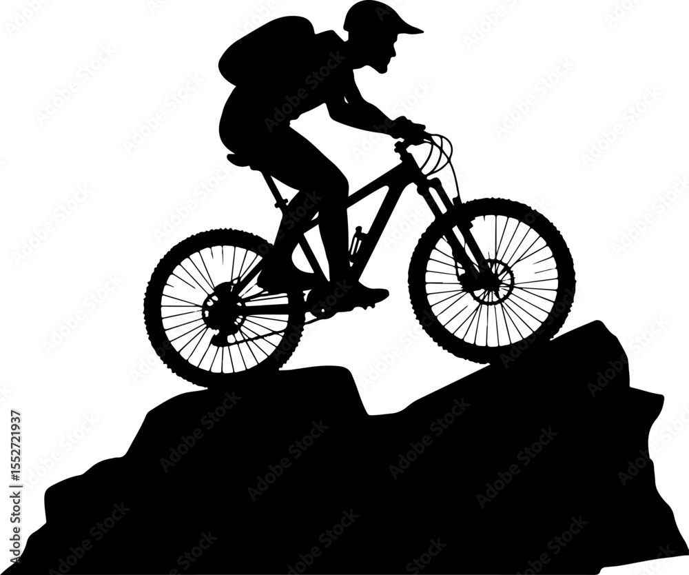 Fototapeta premium Mountain Biker on Trail Vector Bundle