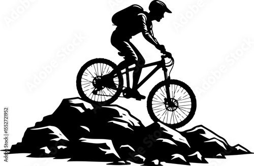 Mountain Biker on Trail Vector Bundle