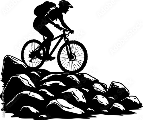 Mountain Biker on Trail Vector Bundle