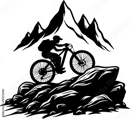 Mountain Biker on Trail Vector Bundle