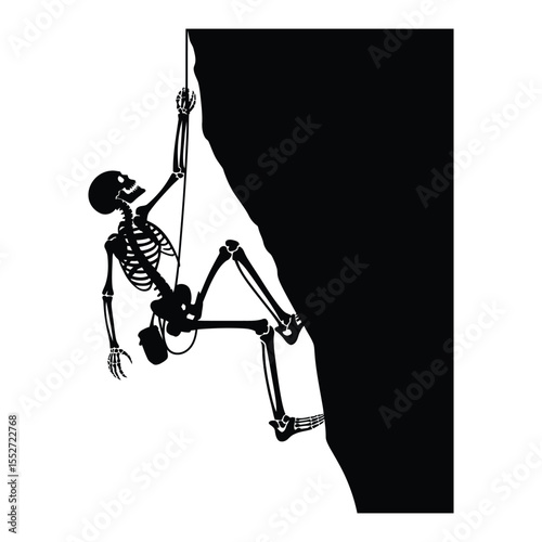 Rock Climbing Silhouette, Vector, Illustration, Outline, Icon, Logo, White Background.
