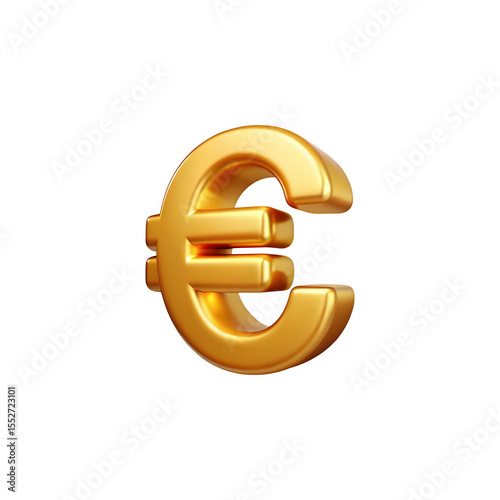 Shiny golden 3d euro symbol currency sign isolated on black background