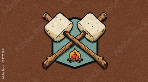 Marshmallow Roasting: A charming illustration of marshmallows on skewers, with a cozy campfire. This image brings up nostalgic feeling of a cozy camping trip.
