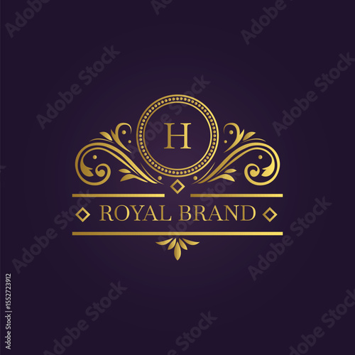 Golden H Monogram Royal Brand Logo