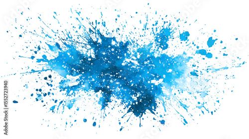 Abstract blue paint splash explosion.