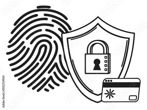 Minimalist Minimalist Flat Icon Of Fingerprint Scan With Shie Icon Set