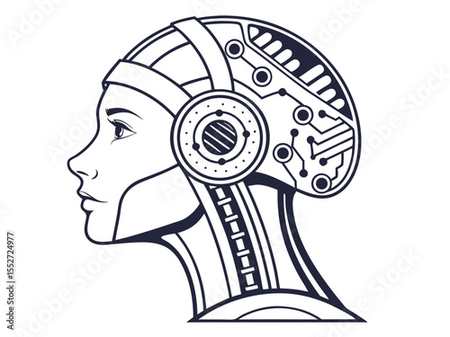 Stylish Detailed Flat Design Of Artificial Intelligence Ro Vector Illustration