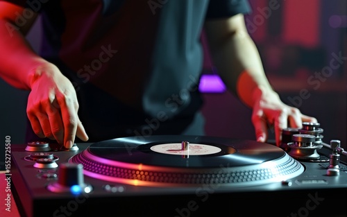 Disc jockey at the turntable. High quality