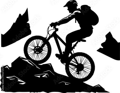Mountain Biker on Rocky Trail vector 