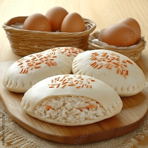 Delicious Rice Buns and Fresh Eggs: A Culinary Delight for Food Lovers