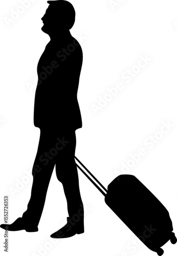 People Traveling With Suitcase Silhouette