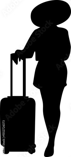 People Traveling With Suitcase Silhouette