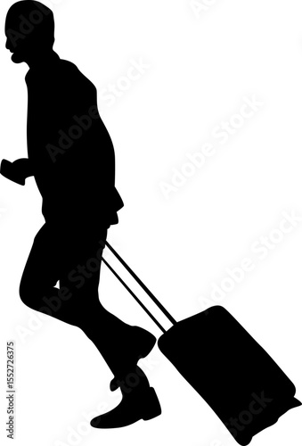 People Traveling With Suitcase Silhouette