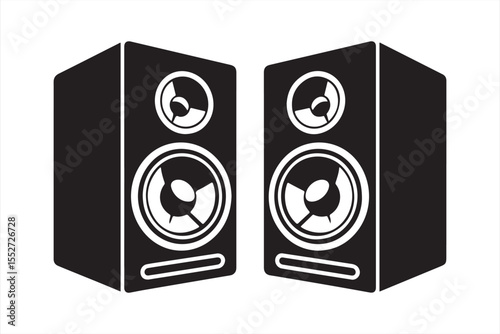 Vector stereo speaker icon showing bass vibration waves in bold design