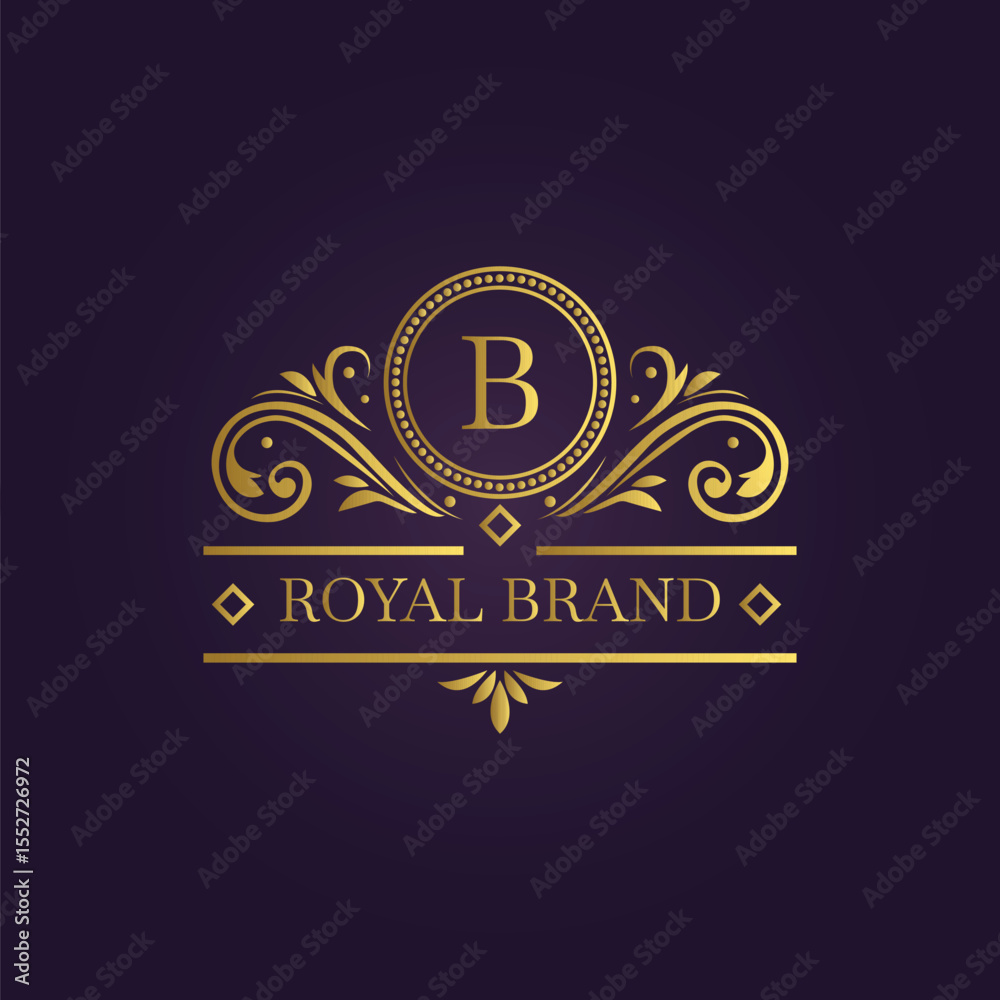 Fototapeta premium Golden B Monogram Royal Brand Logo