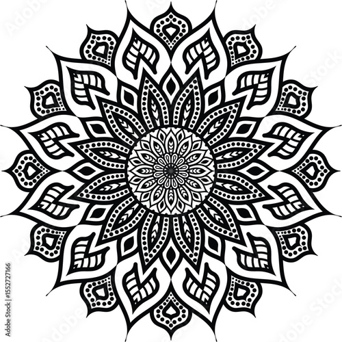 Beautiful circle pattern mandala art isolated on a white background, Indian style mandala art for festival decoration, decoration elements for meditation poster, henna, tattoo art, vector art