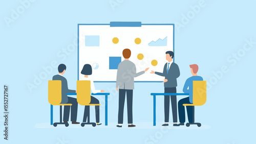 Business Meeting Presentation Teamwork Corporate Strategy Graphs Charts Collaborative Environment