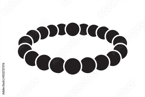 Vector icon of a round black bead bracelet in minimalist fashion style