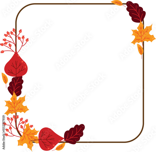 Autumn Floral Frames Three Designs, Isolated on White Background, Fall, Botanical, Invitation, Autumn, Floral, Frame