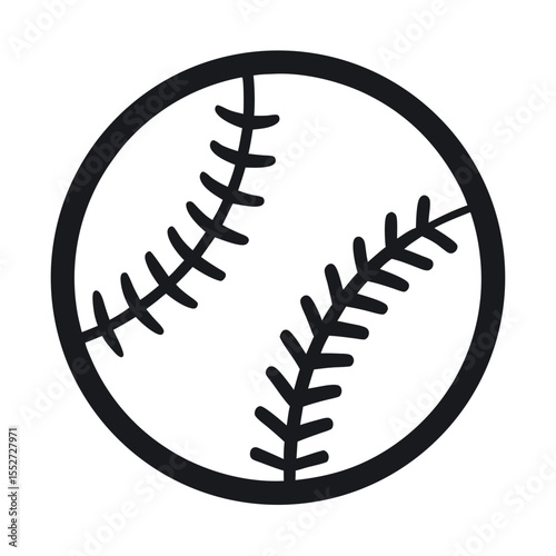 Simple Black and White Baseball with Stitching Icon Illustration Isolated