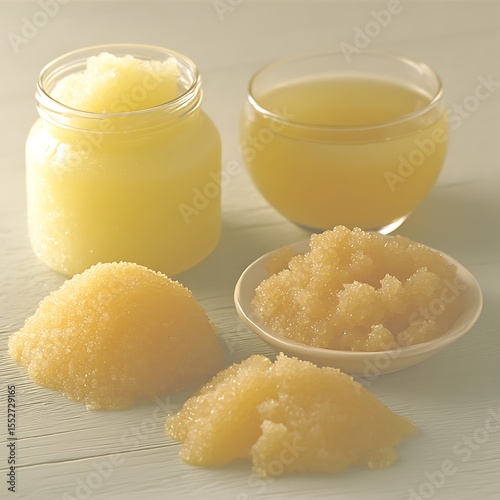 Freshly made apple sauce in glass jar and bowl displaying natural color and texture