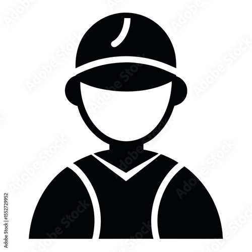 Black and White of Construction Worker with Hard Hat and Vest
