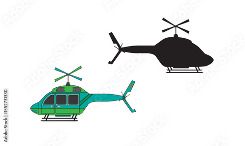 Colorful and Silhouette Helicopter Vector Illustration Transport Aircraft Design