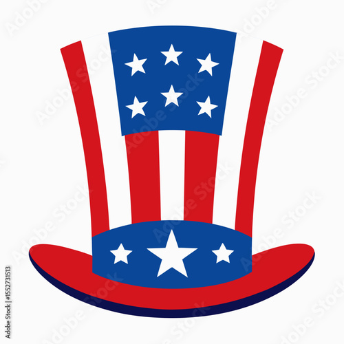 Iconic uncle sam hat adorned with american flag stars and stripes