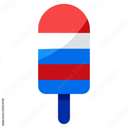 Red white and blue popsicle ice cream treat on a stick