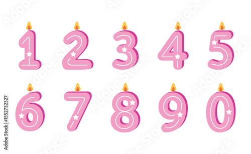 Cute Birthday Number Candle Illustration Vector Cliparts
