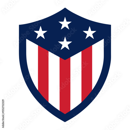 American shield emblem with stars and stripes design