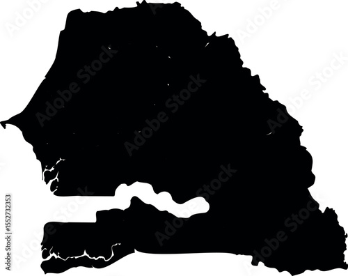 Black Map of Senegal Vector Illustration 