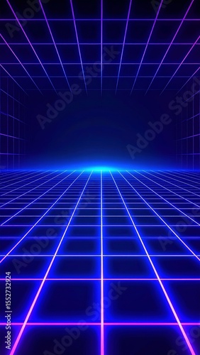 Retro 80s Synthwave Grid Background - Retro/Vintage