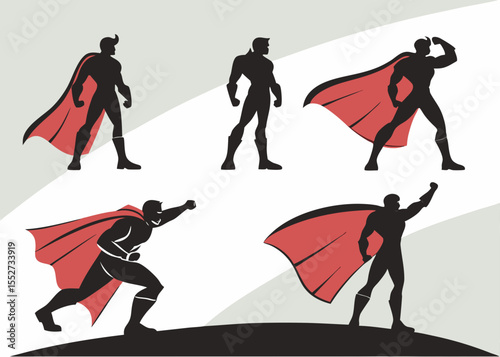 A bundle of Superhero Silhouettes in Action Poses