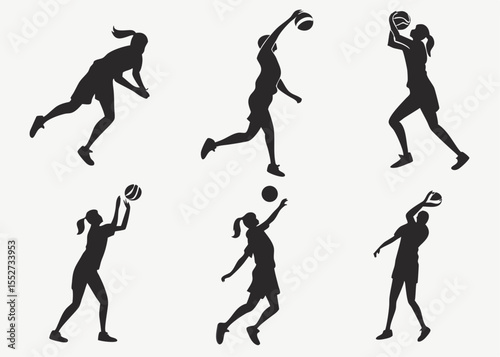 Wallpaper Mural Female Athletes Playing Volleyball Silhouette Set Torontodigital.ca