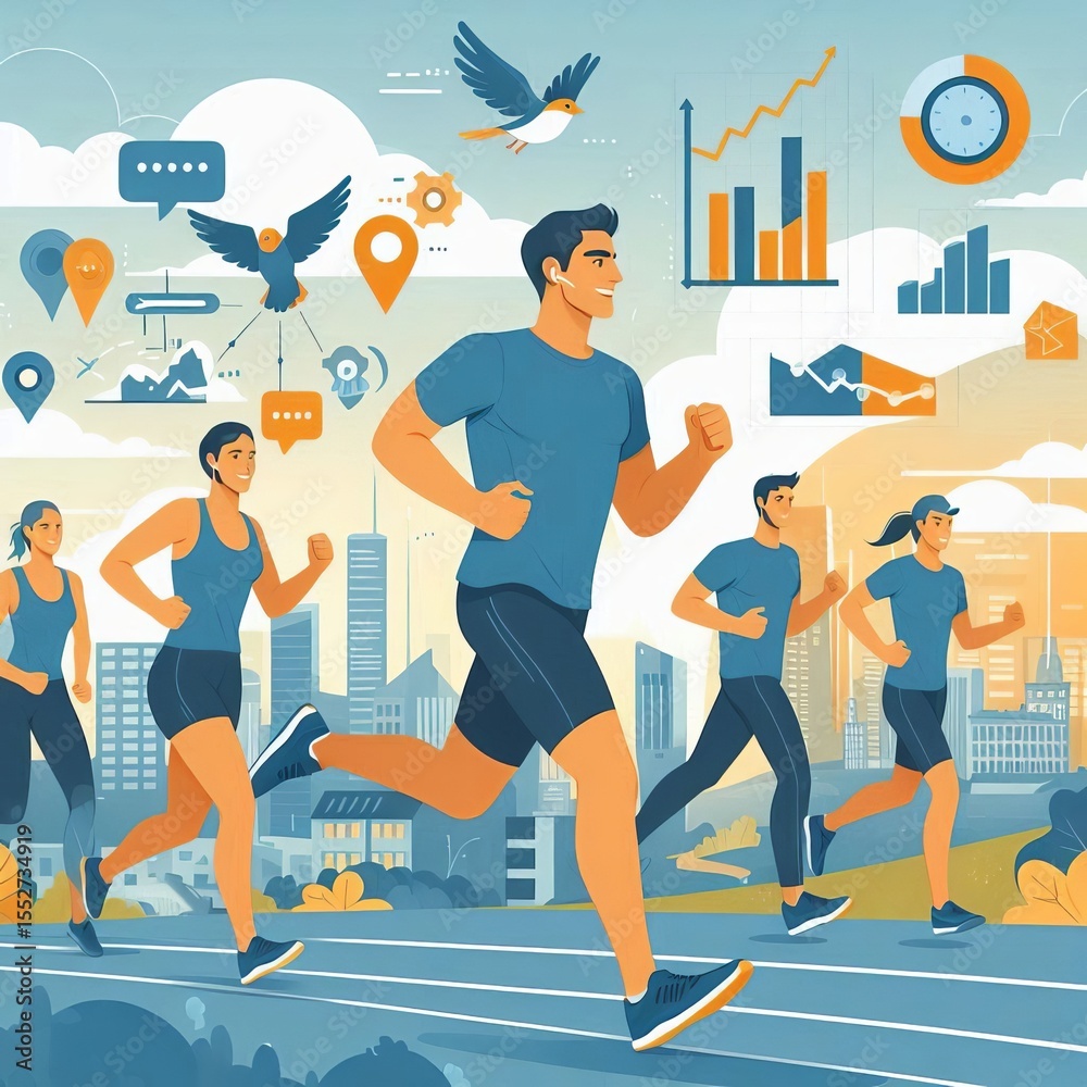 Obraz premium Joining a Running Community The social