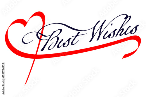 Best Wishes - Best Wishes word on red heart ribbon
