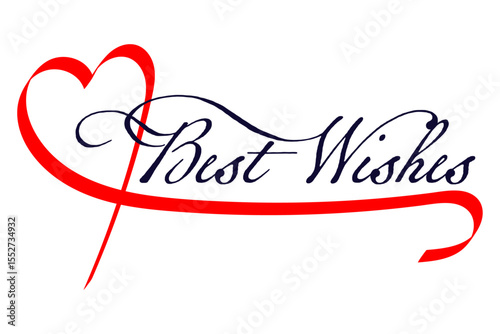Best Wishes - Best Wishes word on red heart ribbon
