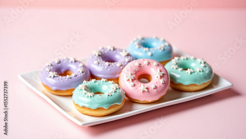 Mini Pastel Donuts with Sparkly Glaze and Sugar Stars – Cute Dessert Collection