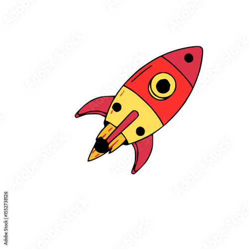 Rocket launch flat emoji style icon representing startup, speed, and space exploration.