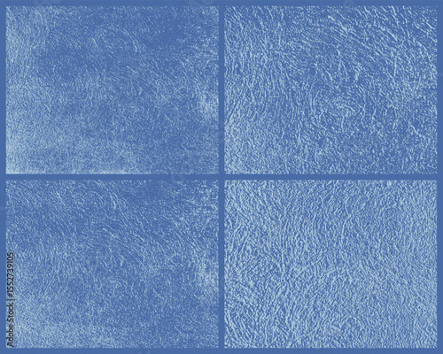 A blue, finely detailed textured pattern is divided into four equal squares. Each square exhibits an abstract, organic design, creating a visually intriguing backdrop.